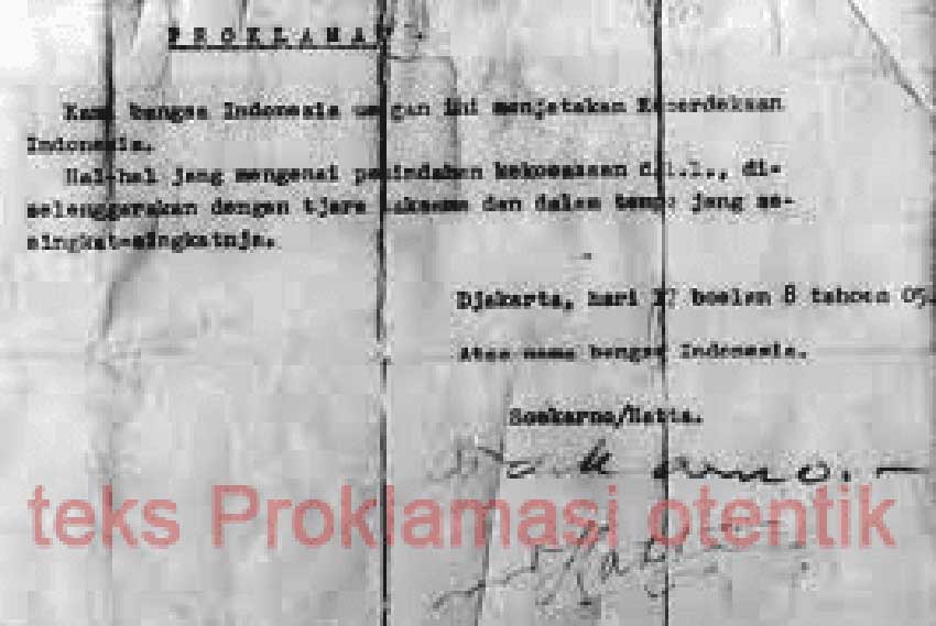 Teks Proklamasi otentik