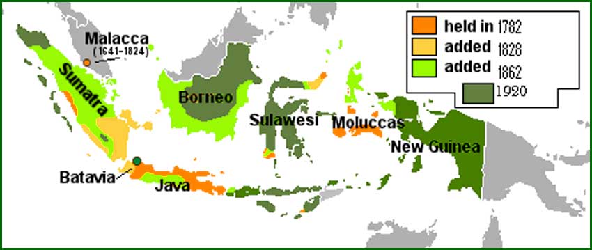 Peta perluasan wilayah Hindia Belanda di Indonesia