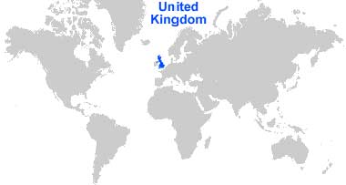 Peta Inggris (Britania Raya), Skotlandia, Irlandia Utara, Wales 3 Peta letak Inggris