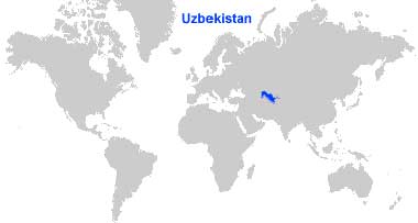 Peta letak Uzbekistan