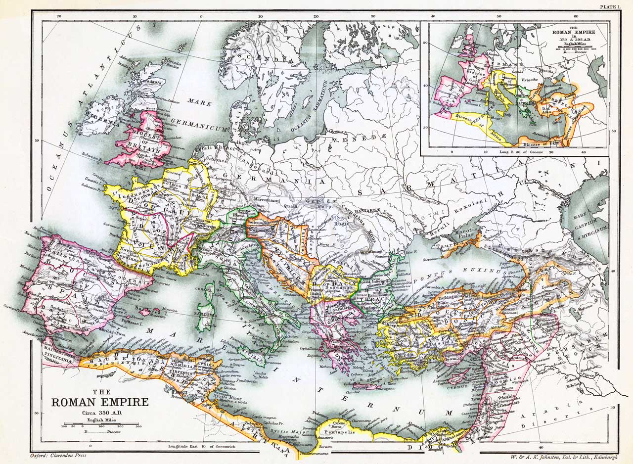 Peta Kekaisaran Romawi 350 Masehi