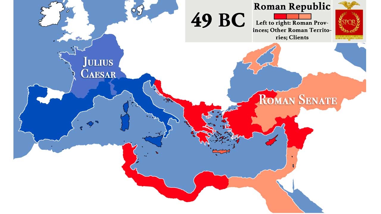 Peta Republik Romawi Pada Awal Perang Saudara Caesar