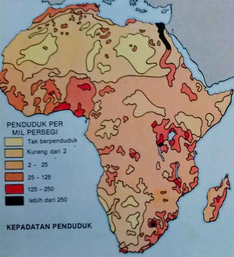 Peta kepadatan penduduk Afrika