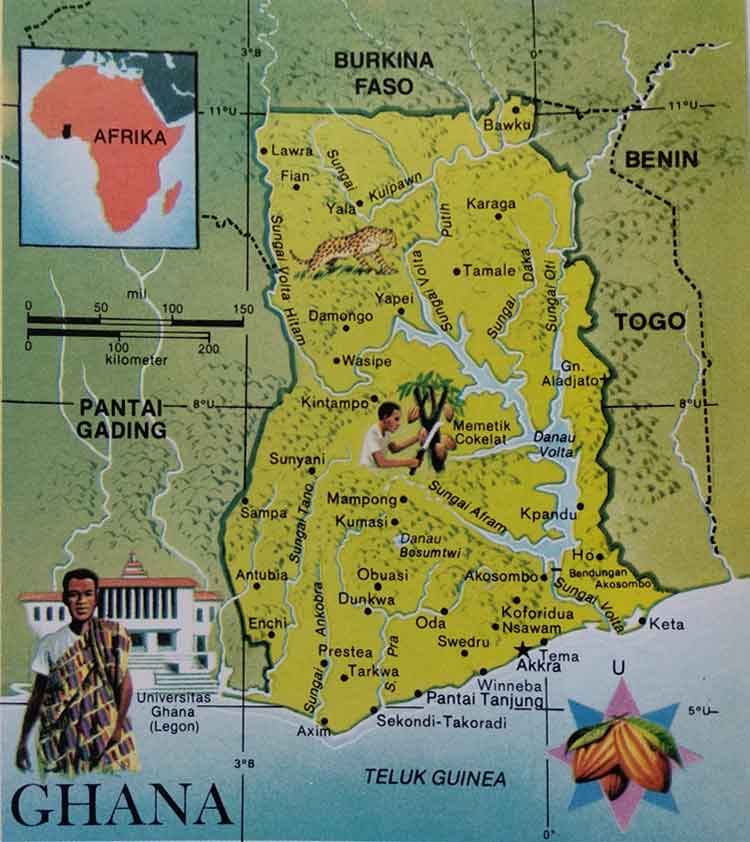 Ghana negara Pantai Emas 1 Peta wilayah Ghana