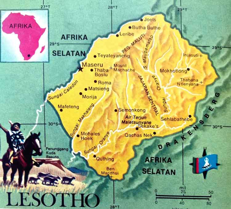 Peta wilayah Lesotho