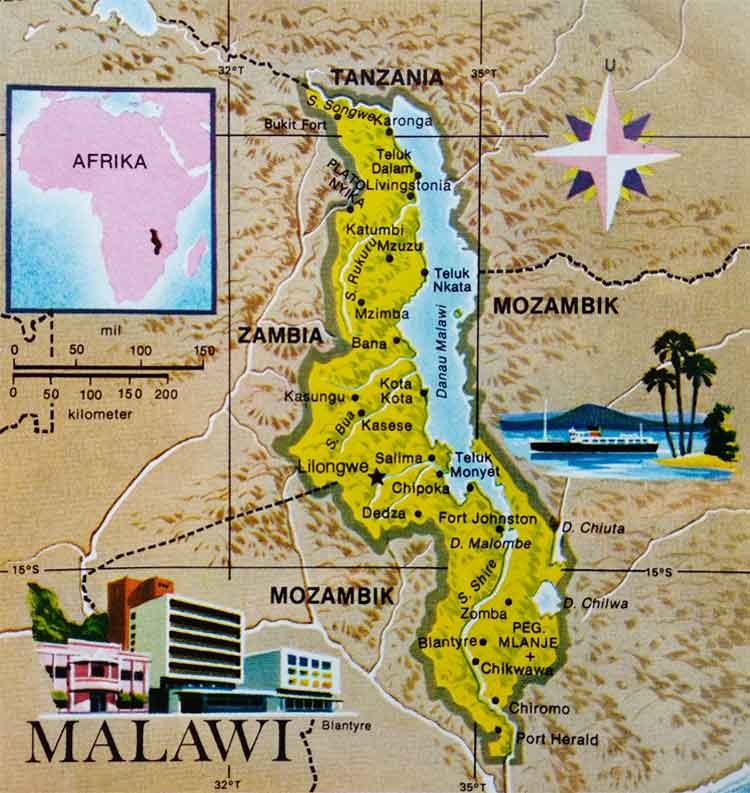 Peta wilayah Malawi