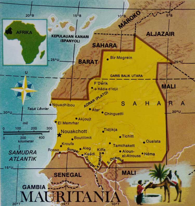 Peta wilayah Mauritania