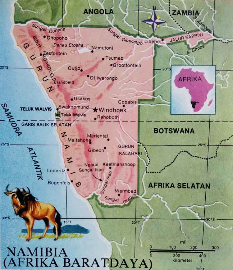 Peta wilayah Namibia