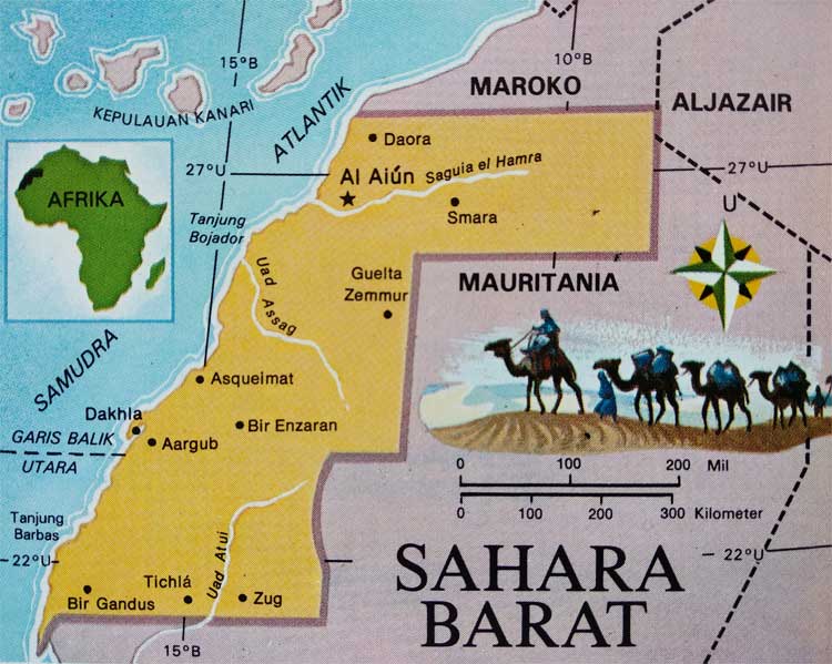 Sahara Barat negara di Afrika barat laut 1 Peta wilayah Sahara Barat