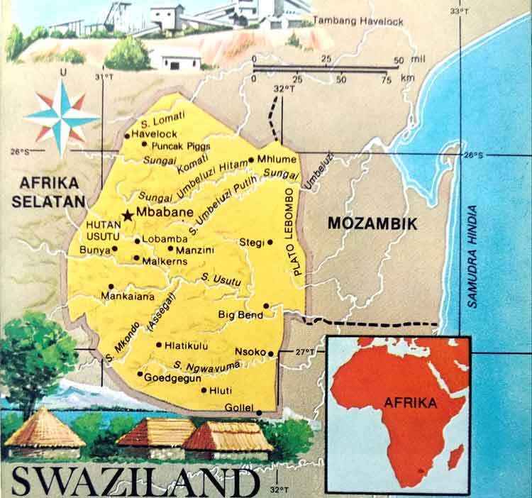 Peta wilayah Swaziland