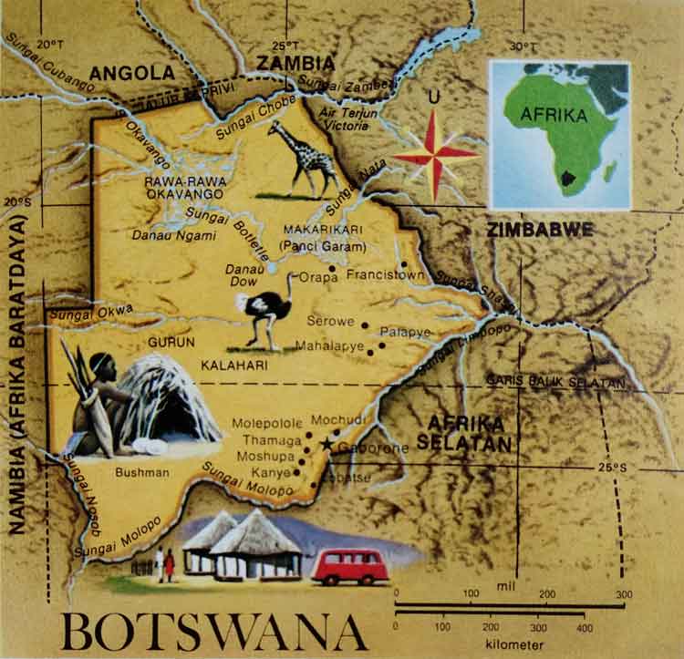 peta wilayah Botswana