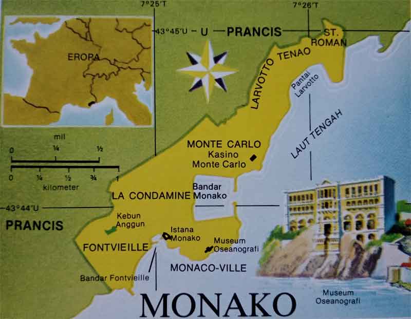 Monako negara yang rakyatnya menyukai dongeng 1 Peta Monako