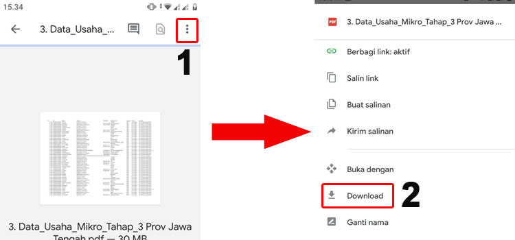 Cara download file pdf data umkm jawa tengah di android