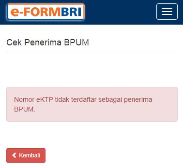 Tidak terdaftar sebagai penerima BPUM