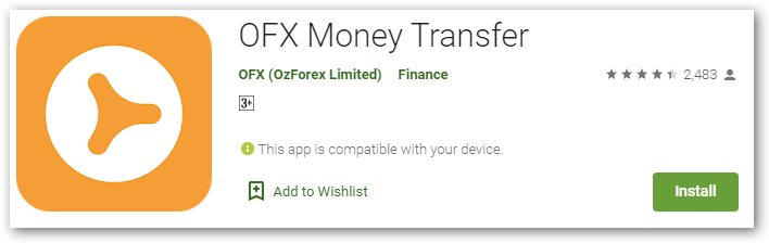 Aplikasi transfer uang OFX Money Transfer