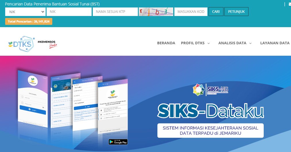 situs DTKS Kemensos