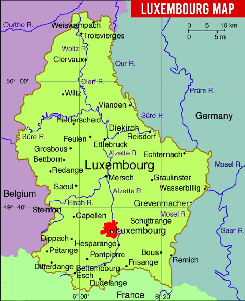 Luxembourg political map