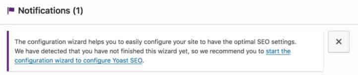 notifikasi konfigurasi wizard Yoast SEO