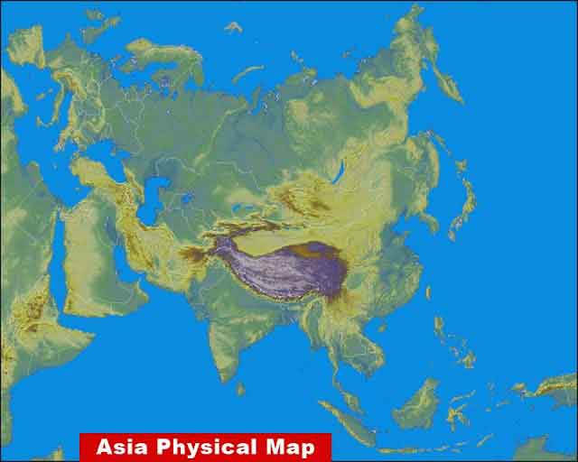 asia map physical features