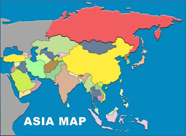 Asia map with country names and capitals 53 asia map without names